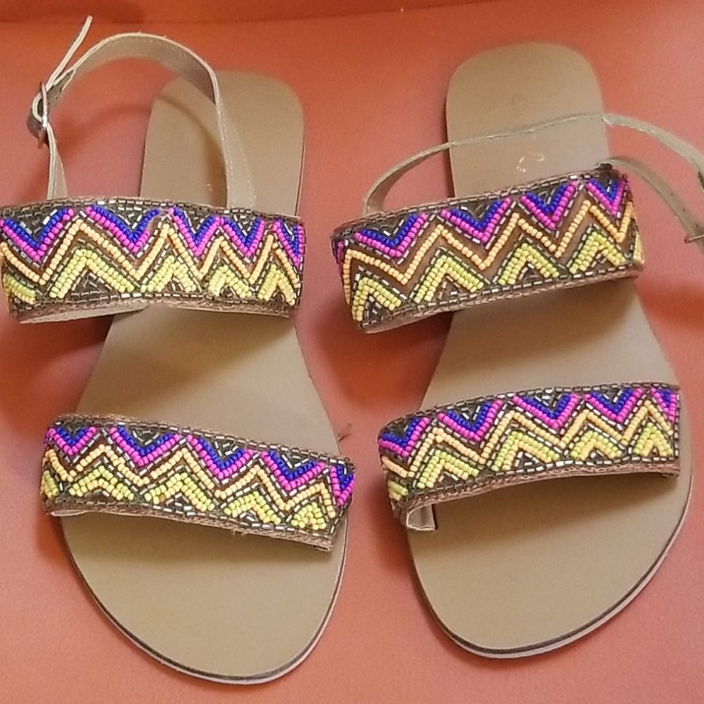 Qupid Beaded Sandals